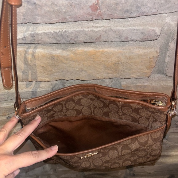 Coach Tan and Brown Signature Crossbody Bag - Picture 5 of 16